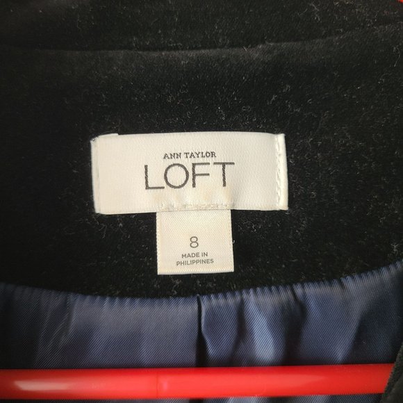 LOFT US Women's Size 8 Velour Black 3 Button Blazer Jacket Holiday Cotton Blend - Picture 7 of 11